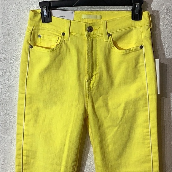 7 for all mankind NEW with Tag - Sz 27 - high rise slim kick boot lemon Jeans - Picture 4 of 8